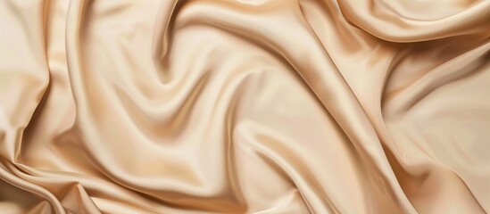 Poster - Brown Satin Fabric Background On Beige For Your Text Top View