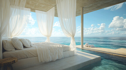 Wall Mural - honeymoon, cabana, bedroom, white, 
Spectacular view, resort,luxury, deluxe, 