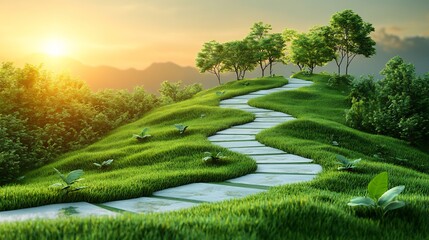 Canvas Print - sustainability strategy roadmap environmental goals actions and timeline