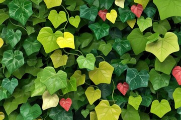 Vibrant 3D Ivy Hedera Helix Illustration with Rich Textures and Lush Green Foliage