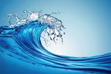 Wall Mural - Dynamic Blue Wave Graphic Featuring Flowing Water Droplets and Refreshing Motion