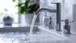 © julija - hyperrealistic vector illustration of water streaming from sleek modern faucet against pristine white background