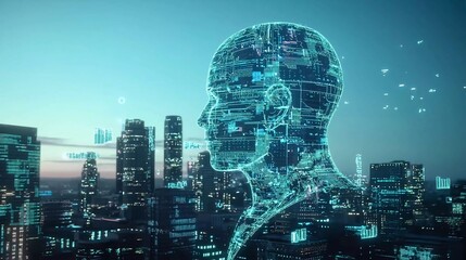 Smart city digital world metaverse, 3D AI artificial intelligence robot engineer digital technology security power energy sustainable environment technology futuristic interface, nice 3D city interfac