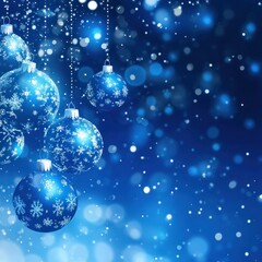 Wall Mural - blue christmas background with snowflakes and christmas balls --v 6.1 job id: 9e7e258b-95e4-4a00-908