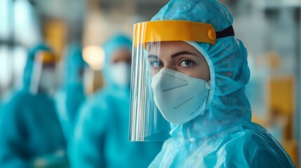 A healthcare provider conducting a pandemic preparedness drill, emphasizing risk mitigation in public health.