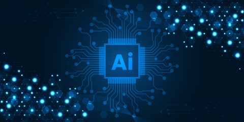 Wall Mural - abstract artificial intelligence (ai) technology circuit board background. artificial intelligence (
