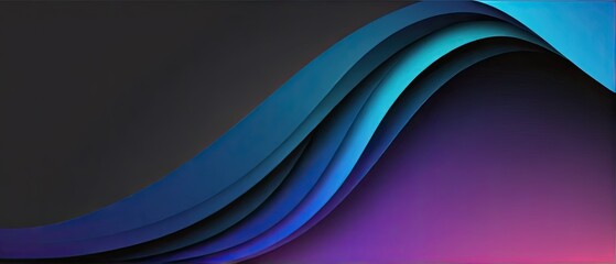 Canvas Print - Wave gradient blue to black background