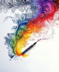 Canvas Print - A colorful swirl of artistic patterns emanating from a pen, symbolizing creativity and expression.