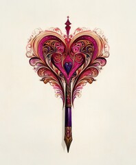 Sticker - A decorative heart-shaped design with intricate patterns and vibrant colors.