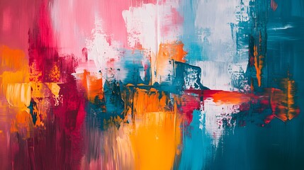 Wall Mural - Abstract Colorful Oil Painting with Vibrant Hues and Textured Strokes