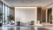 © paper later - Modern Lobby Interior Design with Large Windows and Wooden Accents