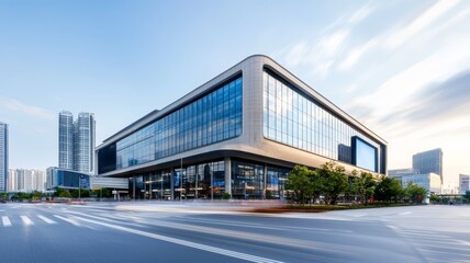 Sticker - A large building with a lot of windows is in the background