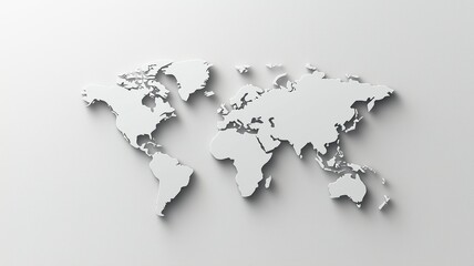 a white map of the world with a grey background