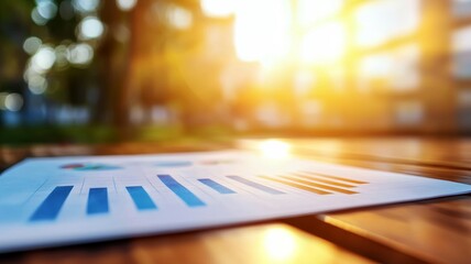 A piece of paper with graphs on it is sitting on a wooden table