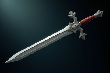 Wall Mural - A sword with a red handle and a silver blade