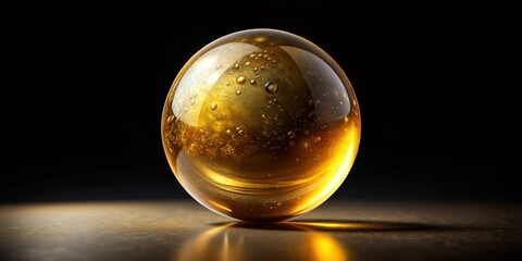 Wall Mural - Gold colored glass sphere against a black background, luxury, shiny, round, elegant, reflection, sphere, abstract, decoration, decor