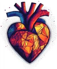 Canvas Print - A colorful, geometric heart illustration symbolizing love and emotion.