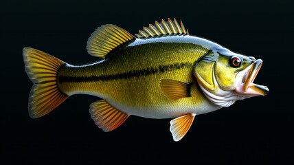 A large fish with a mouth open is shown in black and white