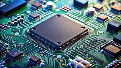 Wall Mural - Close up of semiconductors on a circuit board , technology, electronics, computer, components, silicon