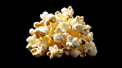 Wall Mural - A pile of popcorn on a black background