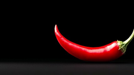 A red chili pepper is shown on a black background