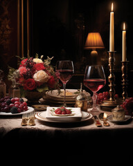 Luxurious dinner In a romantic atmosphere