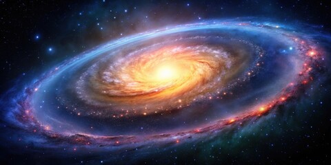 Wall Mural - vibrant spiral galaxy glowing brightly in outer space , spiral, galaxy, brilliant, illumination, spa