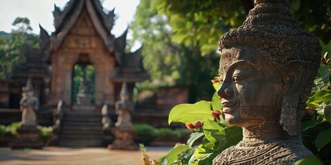 Poster - Buddha Statue in Temple Garden  Thailand