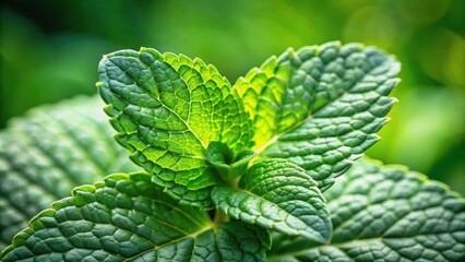 Fresh mint leaf in close-up detail, herb, green, refreshing, aroma, leaf, plant, ingredient, close-up, culinary, organic, natural