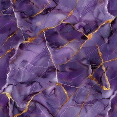 Wall Mural - Purple marble background with golden line, pattern for seamless