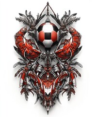 Wall Mural - A stylized emblem featuring a football surrounded by intricate dragon designs.