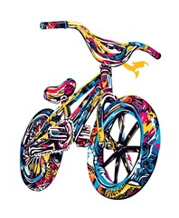 Poster - A vibrant, artistic BMX bike illustration with colorful patterns and designs.