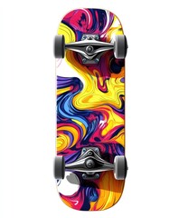 Poster - A colorful skateboard featuring a vibrant abstract design with swirling patterns.