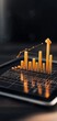 © Suchawadee - Business growth graph, soaring trajectory, 3D visualization on a tablet