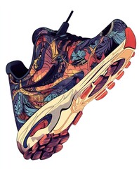 Canvas Print - A colorful sneaker design featuring intricate patterns and vibrant colors.