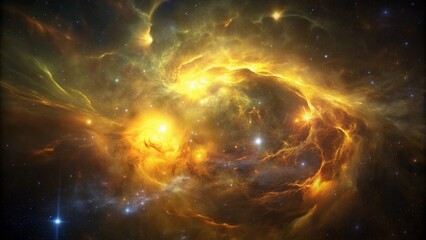 Wall Mural - Golden Nebula Space Clouds