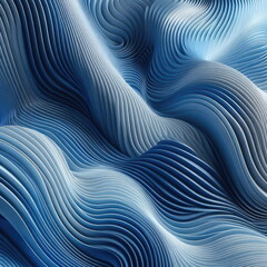 Wall Mural - Three dimensional render of blue wavy pattern, background, banner, card, poster, template, elegant