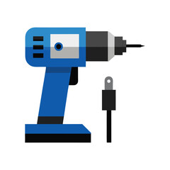 Wall Mural - Illustration of a cordless drilling machine on a white background