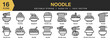© spacepixel - Noodle icon set. Editable Stroke Icon Collection. Includes hot, bowl, box, cup, soup, spaghetti, ramen, and More. Outline icons vector collection.