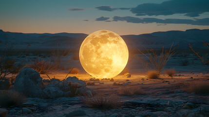 Wall Mural - glowing orb in a mystical desert at twilight