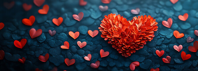 Heart Shaped Flower. dark blue background