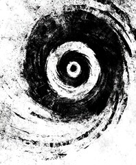 Wall Mural - A swirling black and white abstract pattern resembling a vortex.