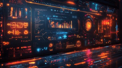 Canvas Print - technology infographic diagrams icons and futuristic design elements