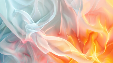 Wall Mural - Abstract waveforms in smooth gradient orange and blue tones with flowing lines