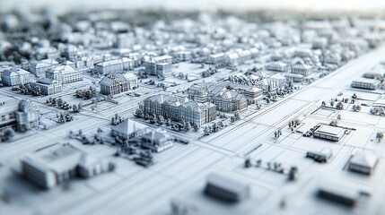 Canvas Print - urban city planning blueprint road layouts building placements and zoning details