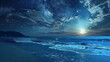 © ilham - The sun rises over a tranquil beach, casting a warm glow on the shore.