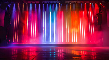 Wall Mural - Rainbow-colored lights in vertical stripes, pulsating with intensity