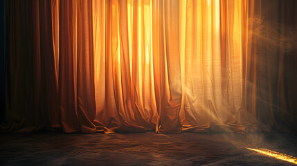 Wall Mural - Soft, warm light illuminating a curtain, vintage theater look