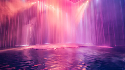 Wall Mural - stage bathed in soft purple and pink hues