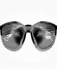 Wall Mural - A stylized illustration of sunglasses with a unique black and white pattern.